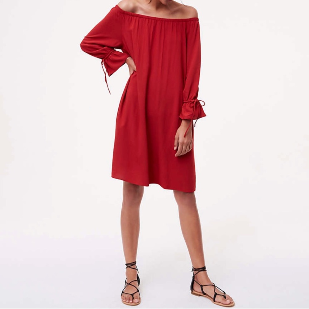 Loft off the shoulder tie cuff dress - Picture 4 of 7